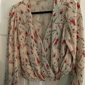 ASTR Floral Faux Wrap Top